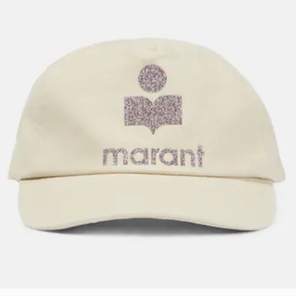 ISABEL MARANT Accessories - ISABEL MARANT TYRON GLITTER LOGO BASEBALL CAP ; 100%COTTON;SIZE:59